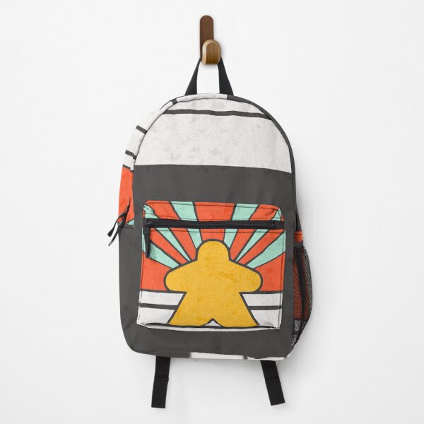 Item preview, Abstract Retro Meeple Stripes Sunburst Turquoise Orange Black designed and sold by TackyTime.
