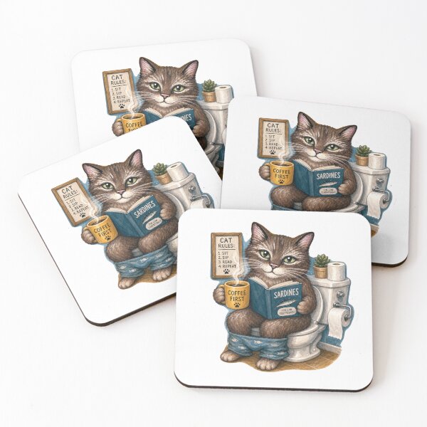 Item preview, Cat on Toilet Reading Sardines Book designed and sold by Freshinkshop.