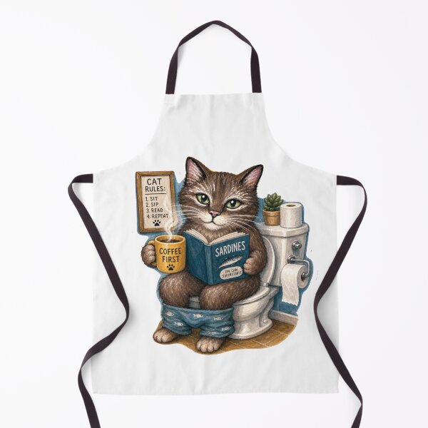 Item preview, Cat on Toilet Reading Sardines Book designed and sold by Freshinkshop.
