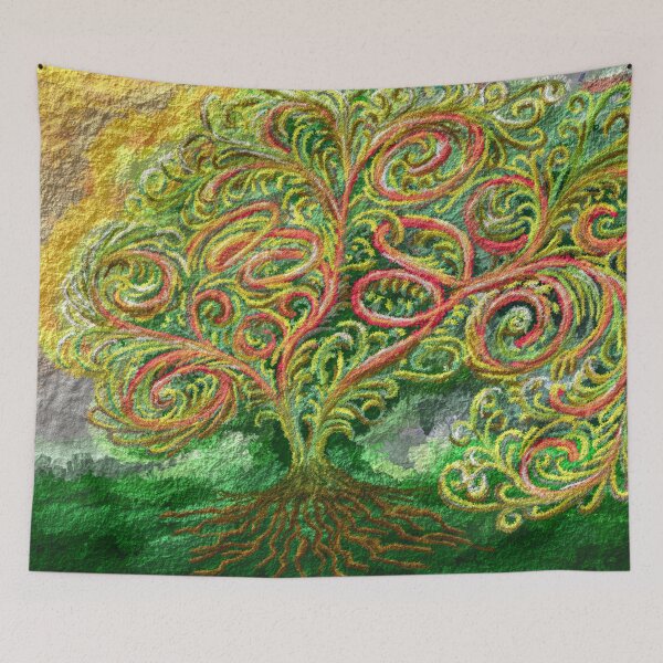 Item preview, Tree of Life Golden Spirals - Digital Painting Sacred Symbol designed and sold by Keltoi-art.