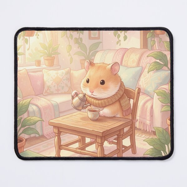 Item preview, Cozy Hamster Tea Time Cottagecore Aesthetic designed and sold by SoftAuraStudi0.