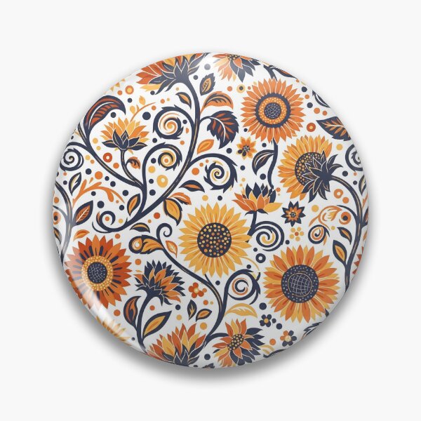 Item preview, Bold Folk Art Sunflower Seamless Pattern designed and sold by VelloomStore.