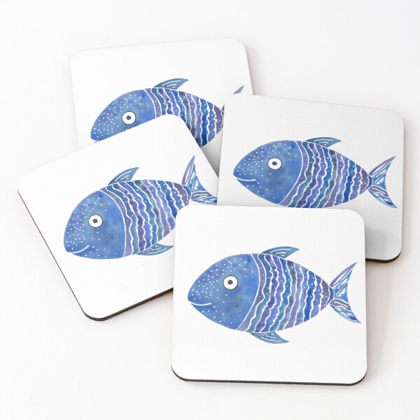Item preview, Blue Striped Fish Watercolor  designed and sold by AlinaArt&Design.