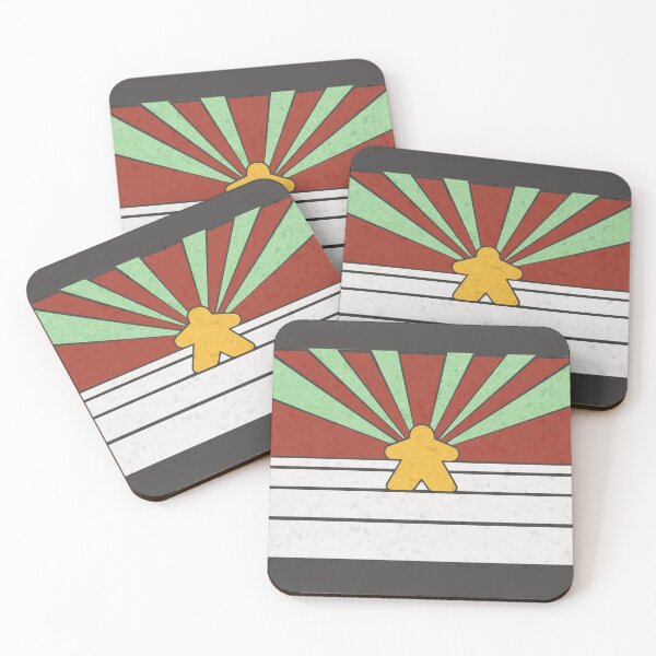 Item preview, Abstract Retro Meeple Stripes Sunburst Teal Red Black  designed and sold by TackyTime.