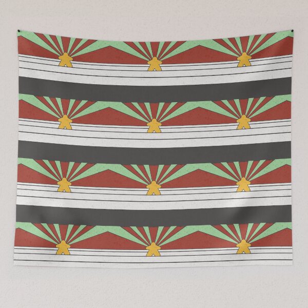 Item preview, Abstract Retro Meeple Stripes Sunburst Teal Red Black  designed and sold by TackyTime.