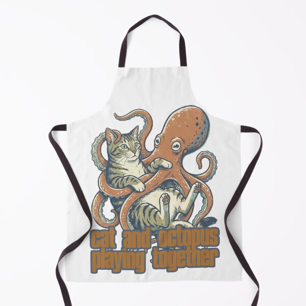 Item preview, cat and octopus playing together -cute kitty meme art collection- designed and sold by LOVEARTDESIGN.