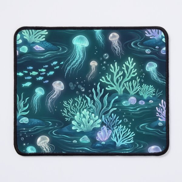Item preview, Luminous Tide – Bioluminescent Ocean Pattern designed and sold by MoonwoodStudio.