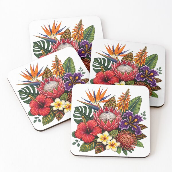 Item preview, Tropical Red Heart Floral Botanical Design designed and sold by NaphDesigns.