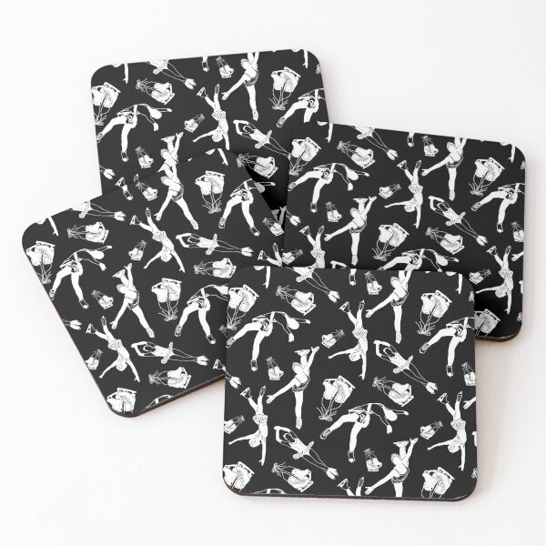 Item preview, Female Figure Skaters Retro Pop Collection in White on Black designed and sold by PD-Skating.
