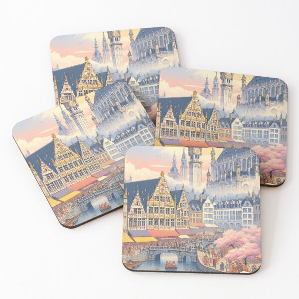 Item preview, Leuven Belgium Ukiyo-e Art Print | Belgian Cityscape in Japanese Woodblock Style designed and sold by Vandy Fullam.