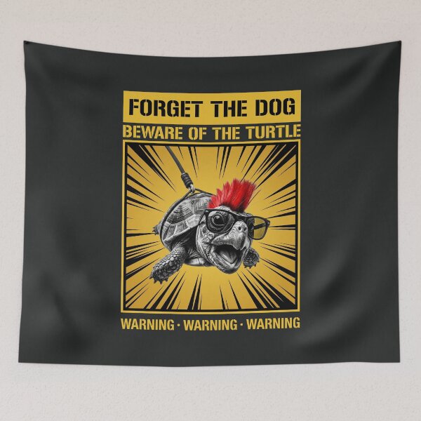 Item preview, SHELL YEAH! No.6: Funny Punk Turtle Warning Sign - Forget The Dog Beware Of The Turtle designed and sold by NO BEAVER NO PUNK.