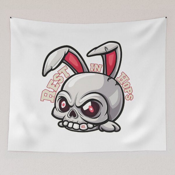 Item preview, Rest In Hops Funny Bunny Skull Gothic Rabbit Halloween Streetwear Logo designed and sold by DesignArtist.ia.