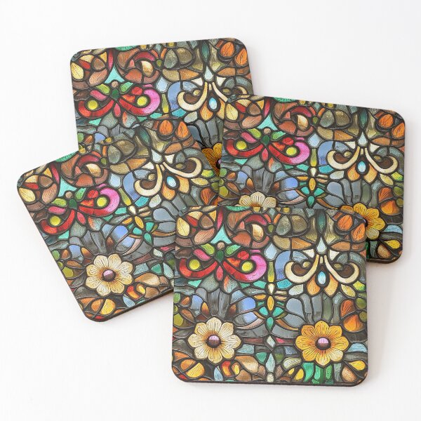 Item preview, Golden Daisy Ornamental Stained Glass Photo Texture designed and sold by DigitaICraft.