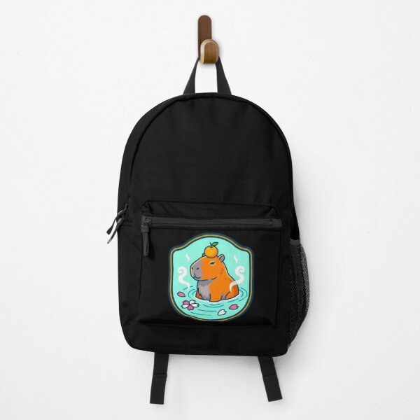 Item preview, Cute Capybara Onsen Hot Spring Retro Badge designed and sold by Oommen Studio .