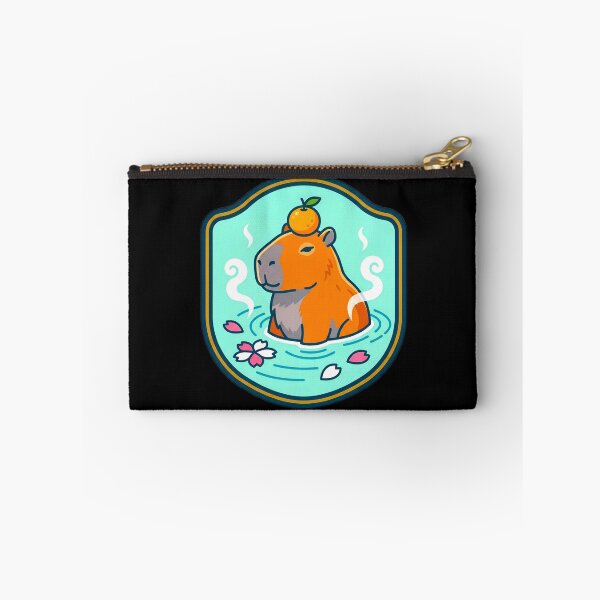 Item preview, Cute Capybara Onsen Hot Spring Retro Badge designed and sold by Oommen Studio .