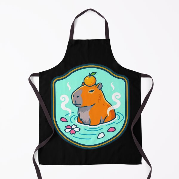 Item preview, Cute Capybara Onsen Hot Spring Retro Badge designed and sold by Oommen Studio .