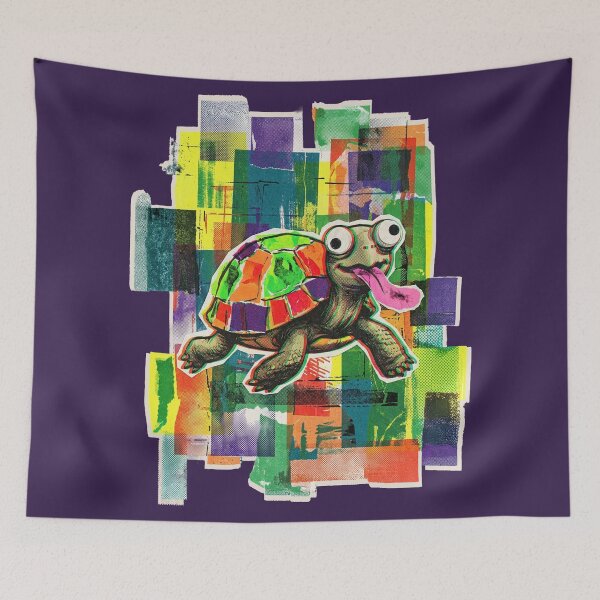Item preview, SHELL YEAH! No.7: Crazy Trippy Turtle with Tongue Pop Art designed and sold by NO BEAVER NO PUNK.
