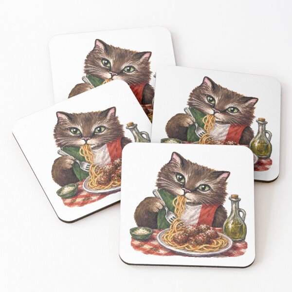 Item preview, Italian Cat eating Spaghetti and Meatballs designed and sold by Freshinkshop.
