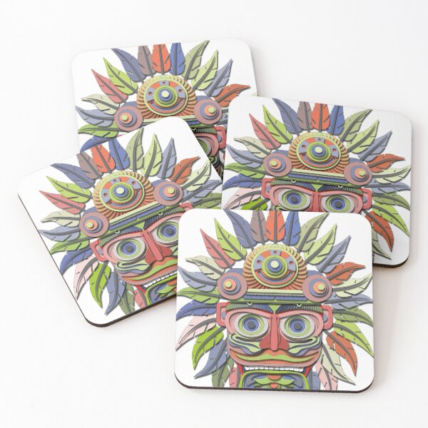 Item preview, Solar Deity Mask - Pre-Columbian Vector Art - Aztec Colors designed and sold by Keltoi-art.