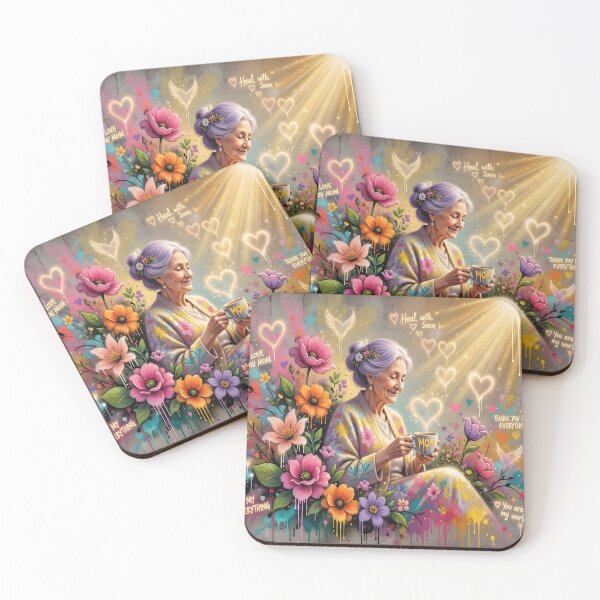 Item preview, Healing Love for Mom | Inspirational Floral Artwork designed and sold by DreamyWallVibes.