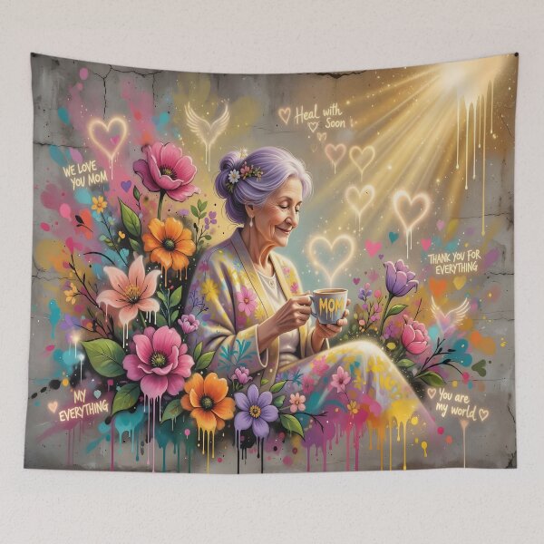 Item preview, Healing Love for Mom | Inspirational Floral Artwork designed and sold by DreamyWallVibes.