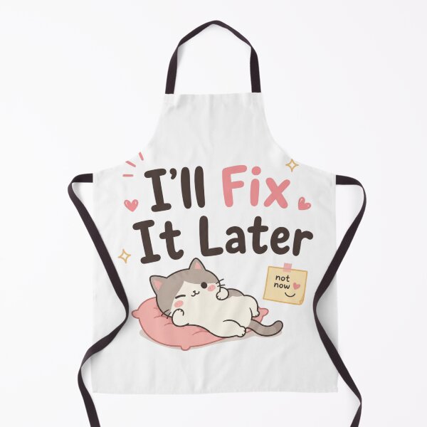 Item preview, I’ll Fix It Later Cute Lazy Cat Quote Design | Funny Procrastination Kawaii Art designed and sold by Sanika arts .