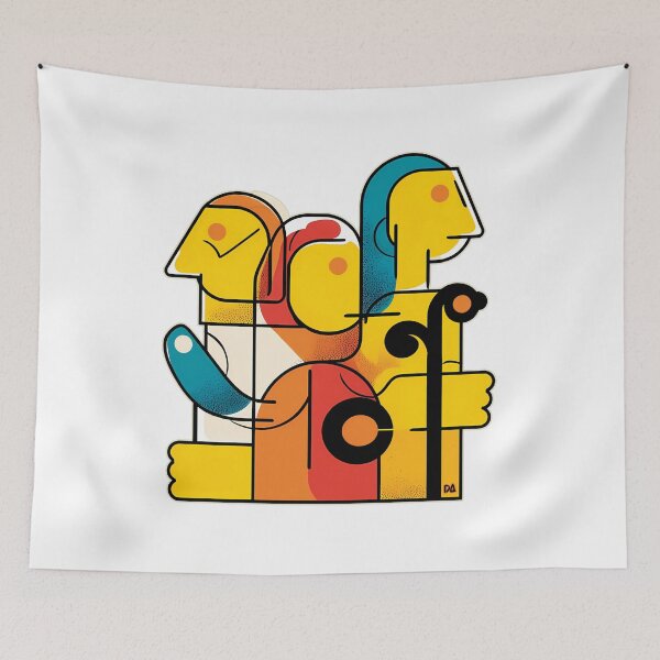 Item preview, Mid Century Modern Abstract Human Profile Cubist Geometry Art Print designed and sold by DesignArtist.ia.