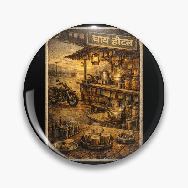 Item preview, Indian Highway Chai Hotel Vintage Travel Poster T-Shirt | Motorcycle Tea Stall Road Trip Design designed and sold by Globalcitytees.