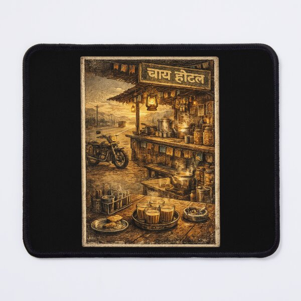 Item preview, Indian Highway Chai Hotel Vintage Travel Poster T-Shirt | Motorcycle Tea Stall Road Trip Design designed and sold by Globalcitytees.