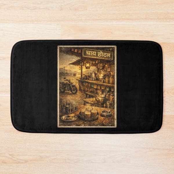 Item preview, Indian Highway Chai Hotel Vintage Travel Poster T-Shirt | Motorcycle Tea Stall Road Trip Design designed and sold by Globalcitytees.