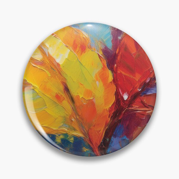 Item preview, RBY RED BLUE YELLOW Warm and cosy Autumn leaves colours, VINTAGE leaf textured botanicals oil painting, burnt orange, red, yellow blue, leaf pattern autumn painting  designed and sold by navitalidesign.