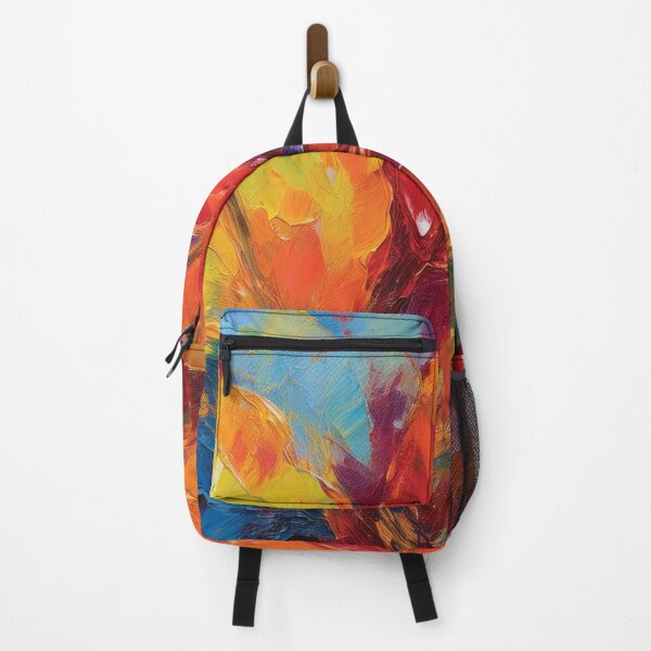 Item preview, RBY RED BLUE YELLOW Warm and cosy Autumn leaves colours, VINTAGE leaf textured botanicals oil painting, burnt orange, red, yellow blue, leaf pattern autumn painting  designed and sold by navitalidesign.