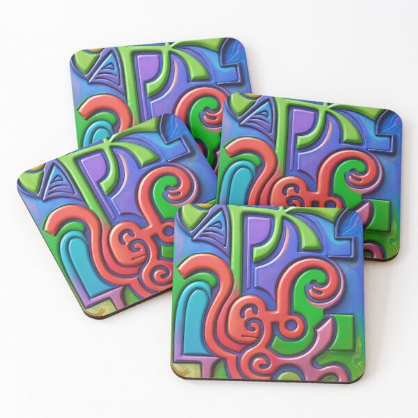 Item preview, 3D Tribal Totem - Abstract Art in Vibrant Colors - Modern Design Poster designed and sold by Keltoi-art.