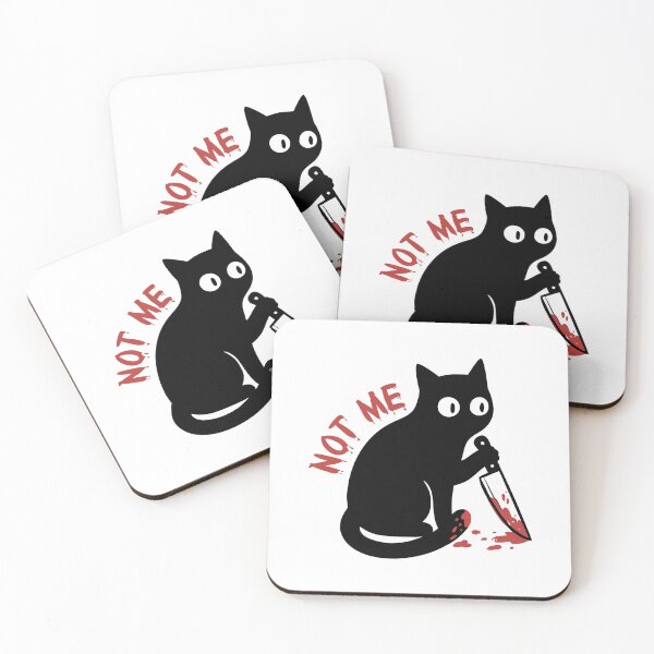 Item preview, Not Me Funny Black Cat Dark Humor Knife Guilty Cat designed and sold by RedHDesign.