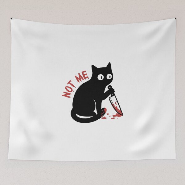 Item preview, Not Me Funny Black Cat Dark Humor Knife Guilty Cat designed and sold by RedHDesign.