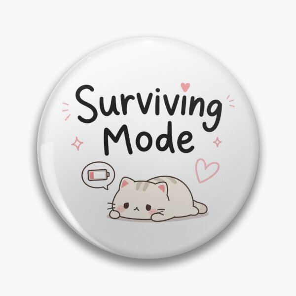 Item preview, Surviving Mode Cute Cat Design | Funny Introvert Mood Meme Aesthetic Sticker designed and sold by Sanika arts .