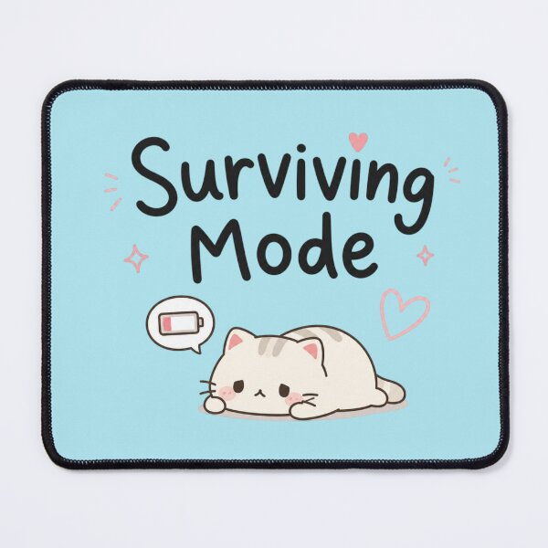 Item preview, Surviving Mode Cute Cat Design | Funny Introvert Mood Meme Aesthetic Sticker designed and sold by Sanika arts .