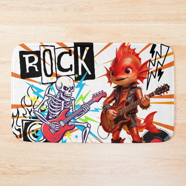 Item preview, Rock N Roll Fish and Guitar Playing Skeleton Duet designed and sold by unboxedbyJuls.