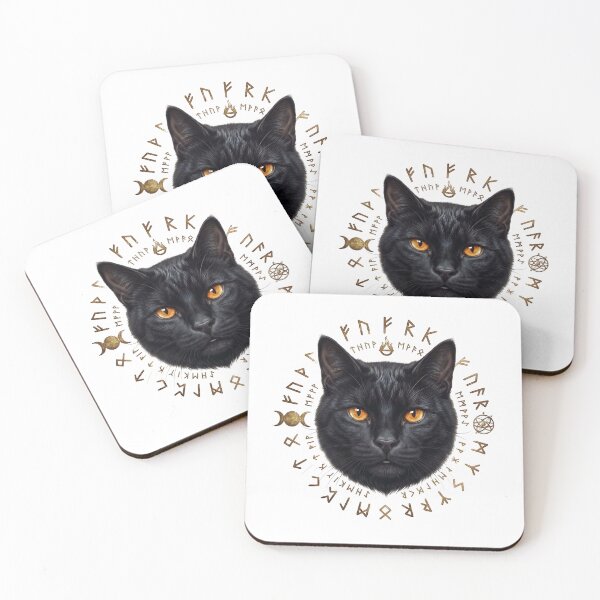 Item preview, The Golden Runic Black Cat Portrait designed and sold by Spiritualwall.