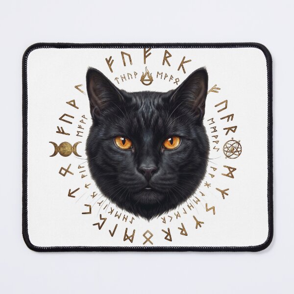 Item preview, The Golden Runic Black Cat Portrait designed and sold by Spiritualwall.