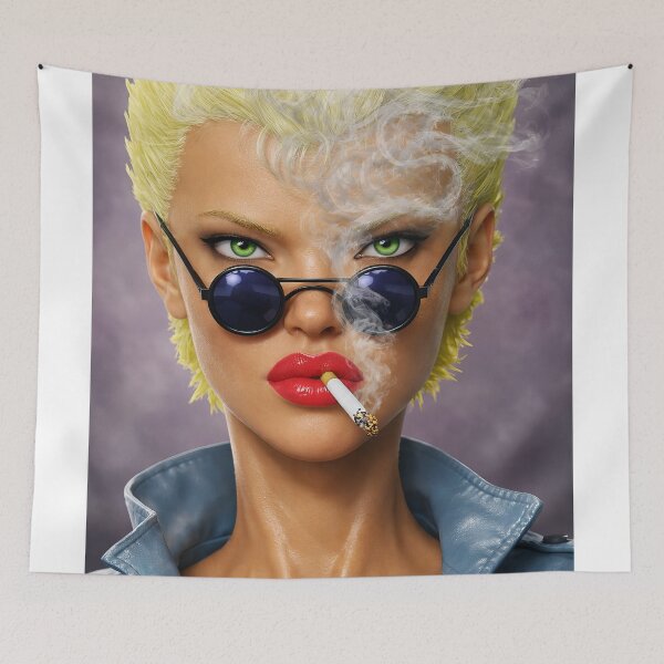 Item preview, 3D Punk Woman - Portrait with Round Leather Glasses - Cyberpunk Poster designed and sold by Keltoi-art.