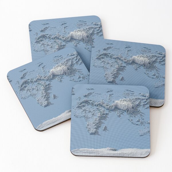 Item preview, 3D World Map Cubes - Blue Relief Digital World - Geo Design Print designed and sold by Keltoi-art.