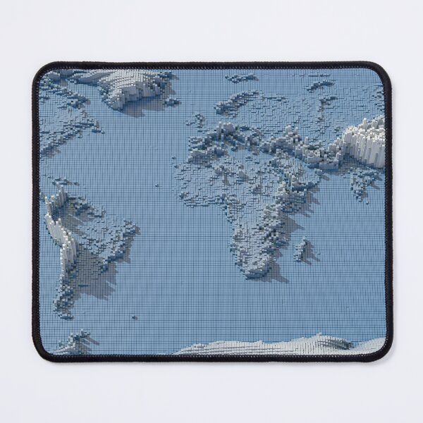 Item preview, 3D World Map Cubes - Blue Relief Digital World - Geo Design Print designed and sold by Keltoi-art.