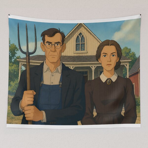 Item preview, Rural Gothic – Vintage Americana Farm Portrait designed and sold by  Hollow Moon Studios..