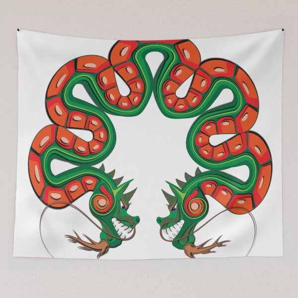 Item preview, Double Oriental Dragon - Green Red PNG Sticker - Geek T-shirt designed and sold by Keltoi-art.