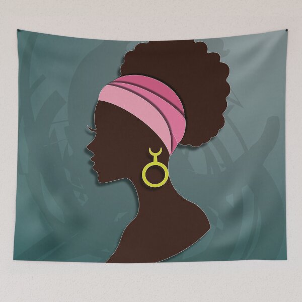 Item preview, African Woman - Pink Vector Illustration - Minimalist Art Print designed and sold by Keltoi-art.