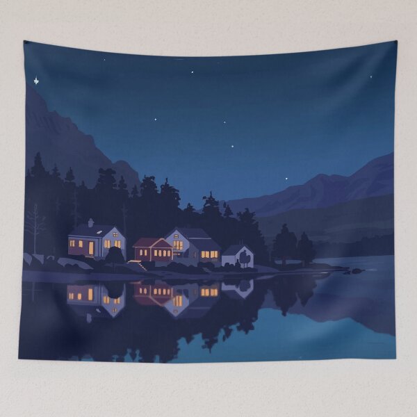 Item preview, Quaint Village at Night designed and sold by AbstractAnom.