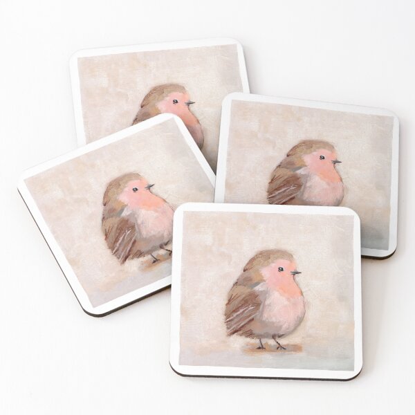 Item preview, Oat the Soft Robin Bird | Cozy Pink Bird Painting designed and sold by Filora Atelier | Bird Art.