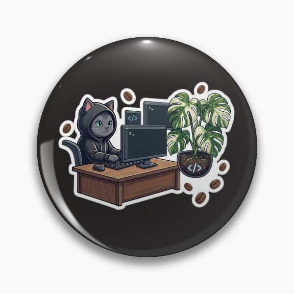 Item preview, Cute Cat Programming with Rare Monstera Albo Plant designed and sold by Barkashow.