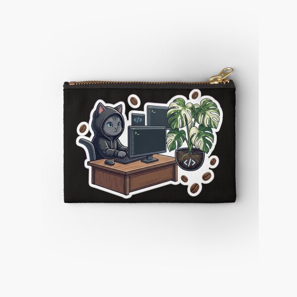 Item preview, Cute Cat Programming with Rare Monstera Albo Plant designed and sold by Barkashow.